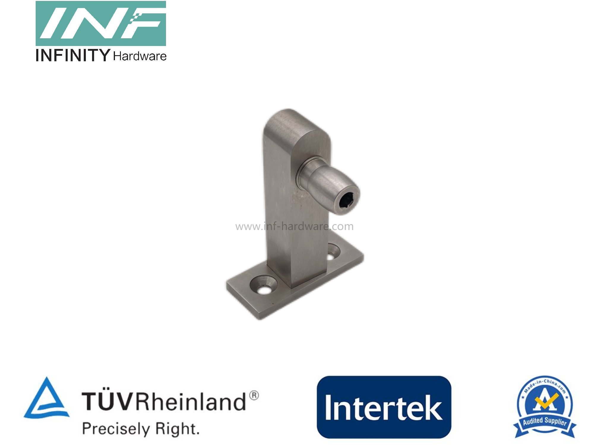 Pasador de pivote superior de acero inoxidable de 15mm de diámetro con placa montada en la pared para sistema de puerta corrediza de vidrio plegable